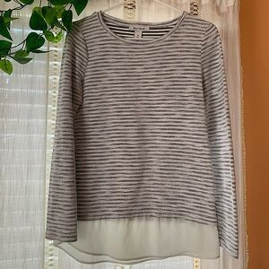WHBM White House Black Market Women’s White Black Striped Sweater Size X Small